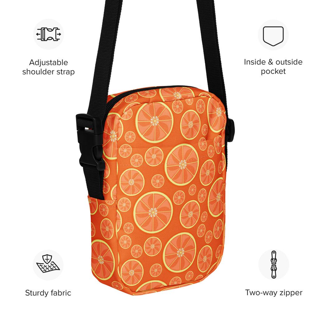 Orange Citrus Crossbody Bag – Water Resistant Mini Purse With Adjustable Strap & Pockets