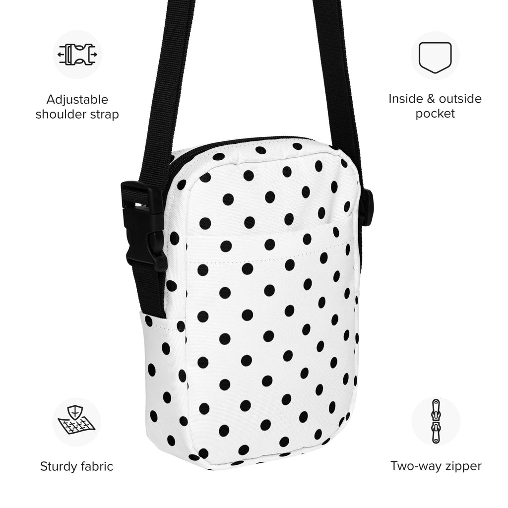 Girls White Polka Dot Crossbody Bag – Water Resistant Mini Purse With Adjustable Strap & Pockets