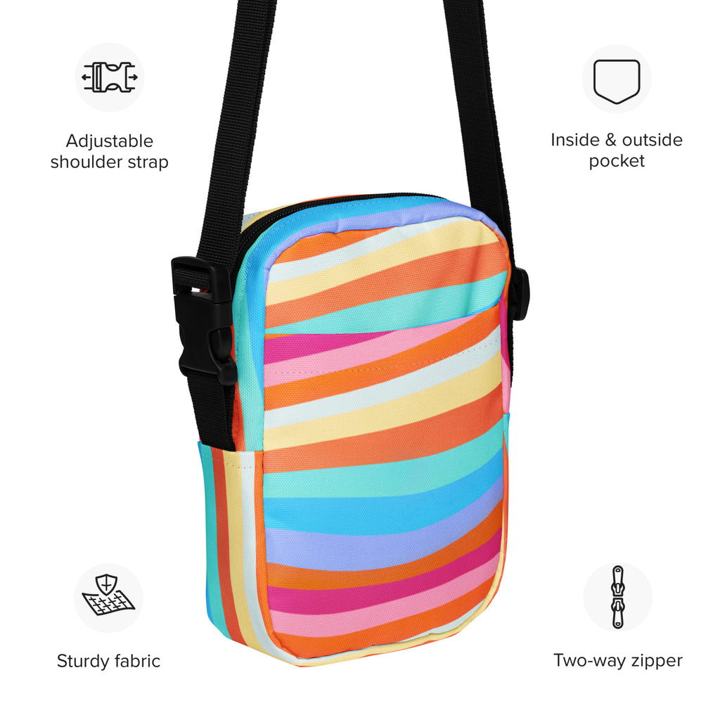 Colorful Sand Striped Crossbody Bag – Water Resistant Mini Purse With Adjustable Strap & Pockets