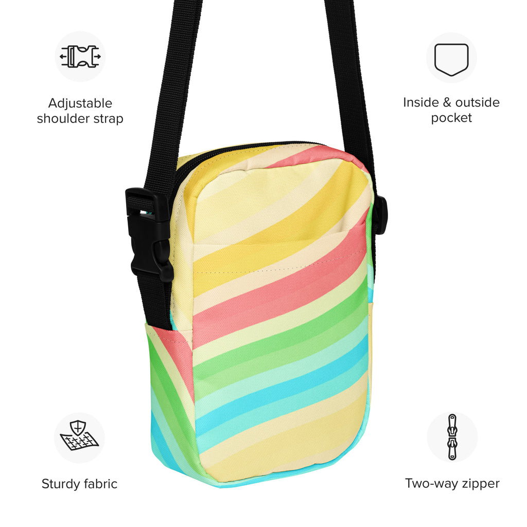 Girls Summer Beach Stripe Crossbody Bag – Water Resistant Mini Purse With Adjustable Strap & Pockets