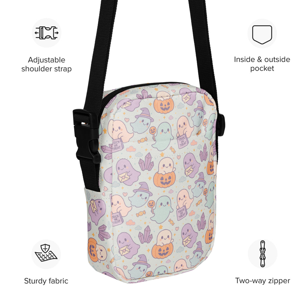 Girls Cute Ghost Halloween Crossbody Bag – Water Resistant Mini Purse With Adjustable Strap & Pockets