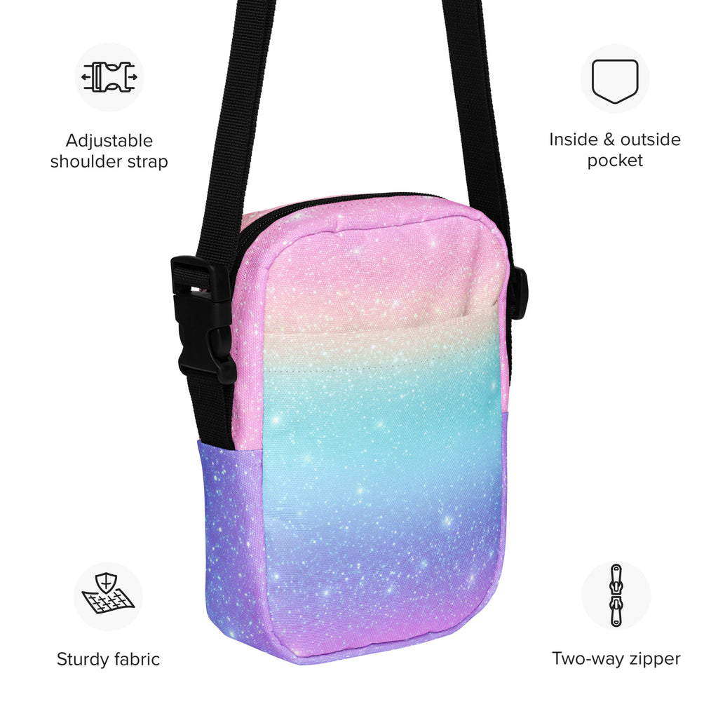 Faux Sparkle Effect Crossbody Bag – Water Resistant Mini Purse With Adjustable Strap & Pockets
