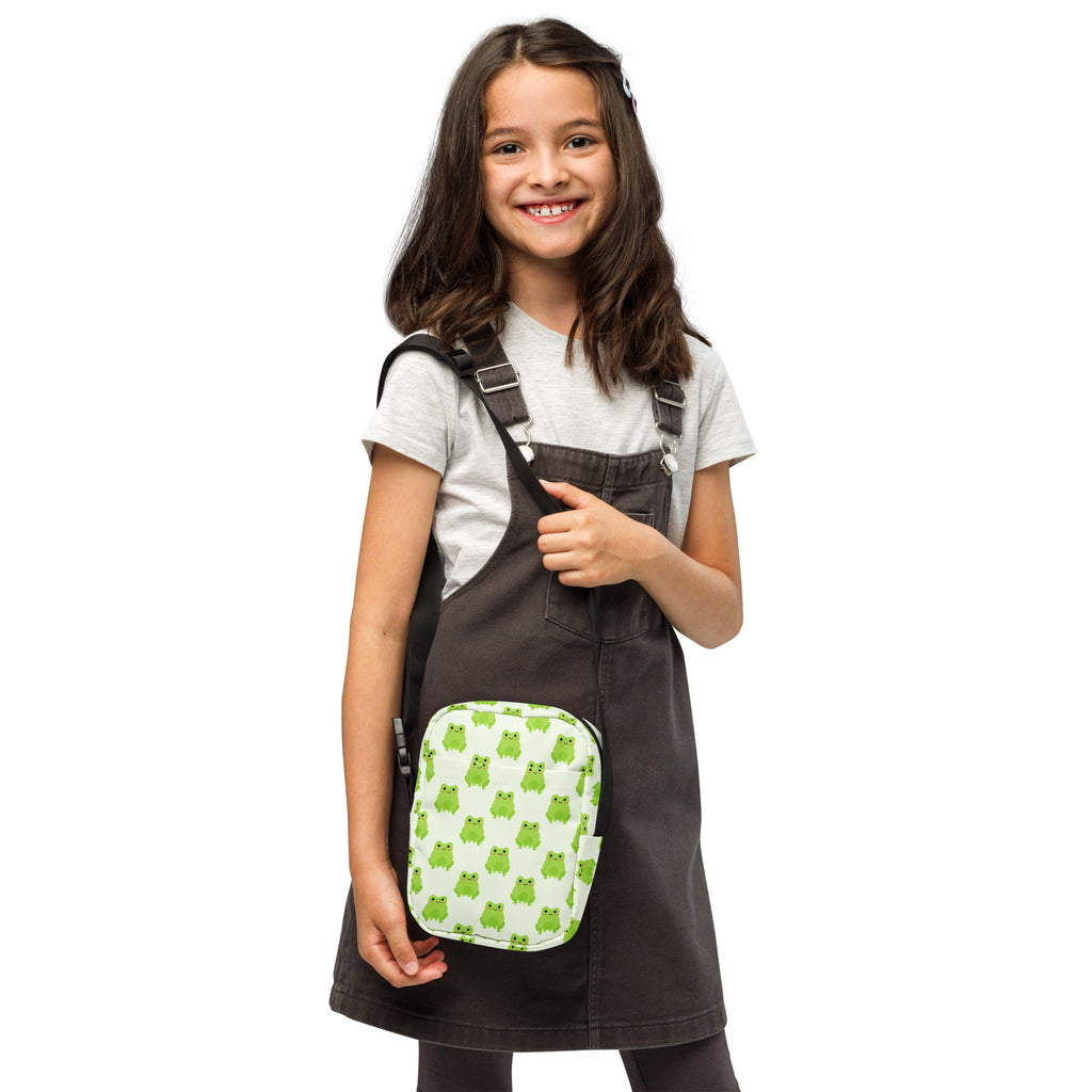 Girls Green Frog Crossbody Purse