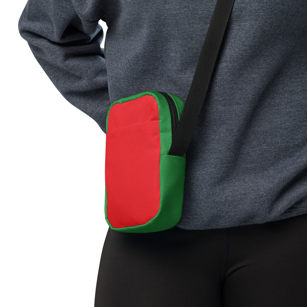 Red & Green Christmas Crossbody Bag – Water Resistant Mini Purse With Adjustable Strap & Pockets
