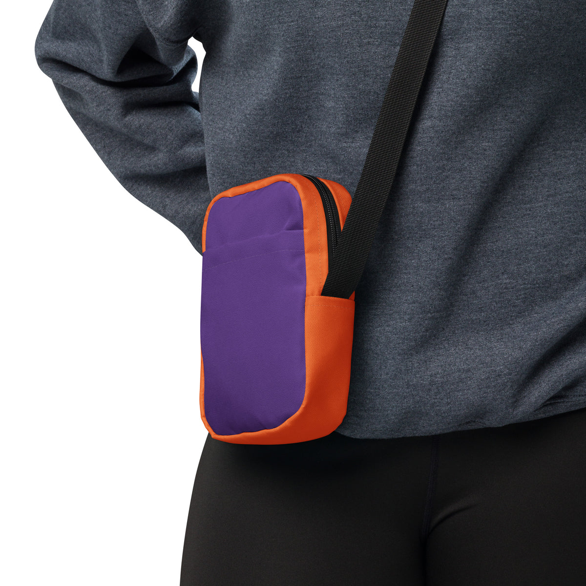 Purple & Orange Halloween Crossbody Bag – Water Resistant Mini Purse With Adjustable Strap & Pockets