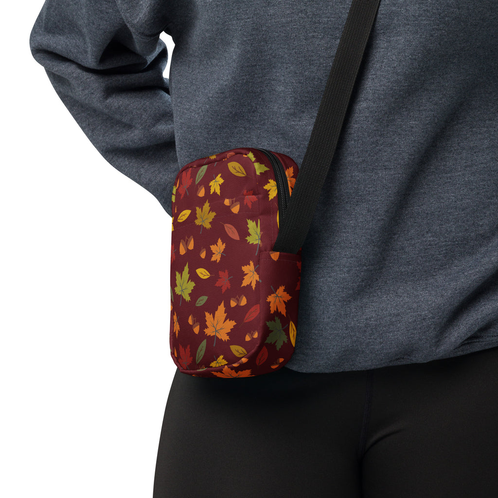 Autumn Maple Leaves Crossbody Bag – Water Resistant Mini Purse With Adjustable Strap & Pockets