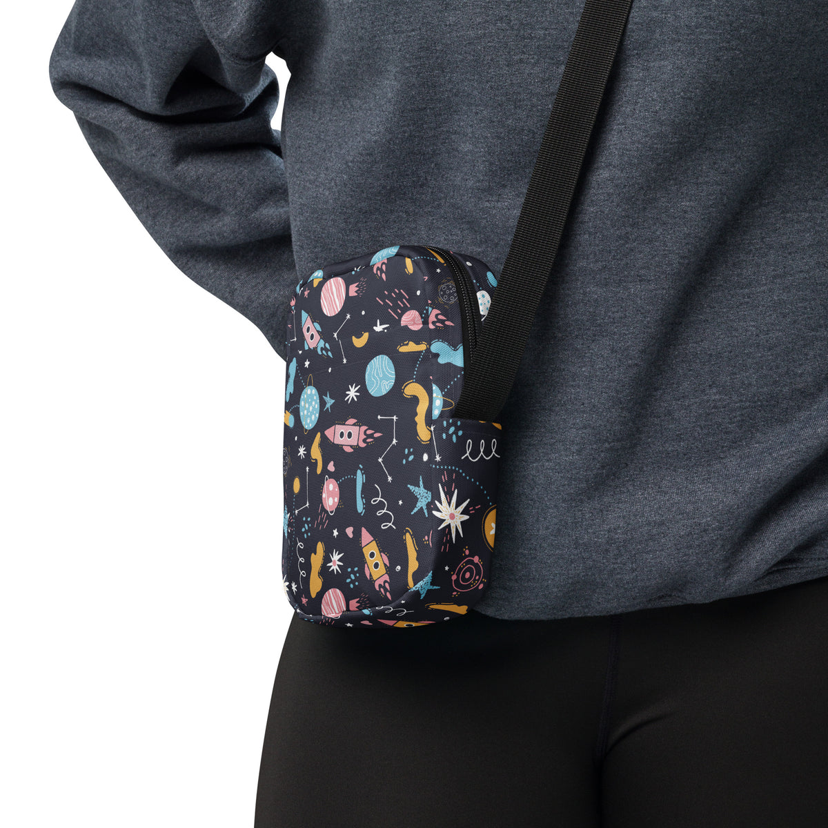 Outer Space Crossbody Bag – Water Resistant Mini Purse With Adjustable Strap & Pockets