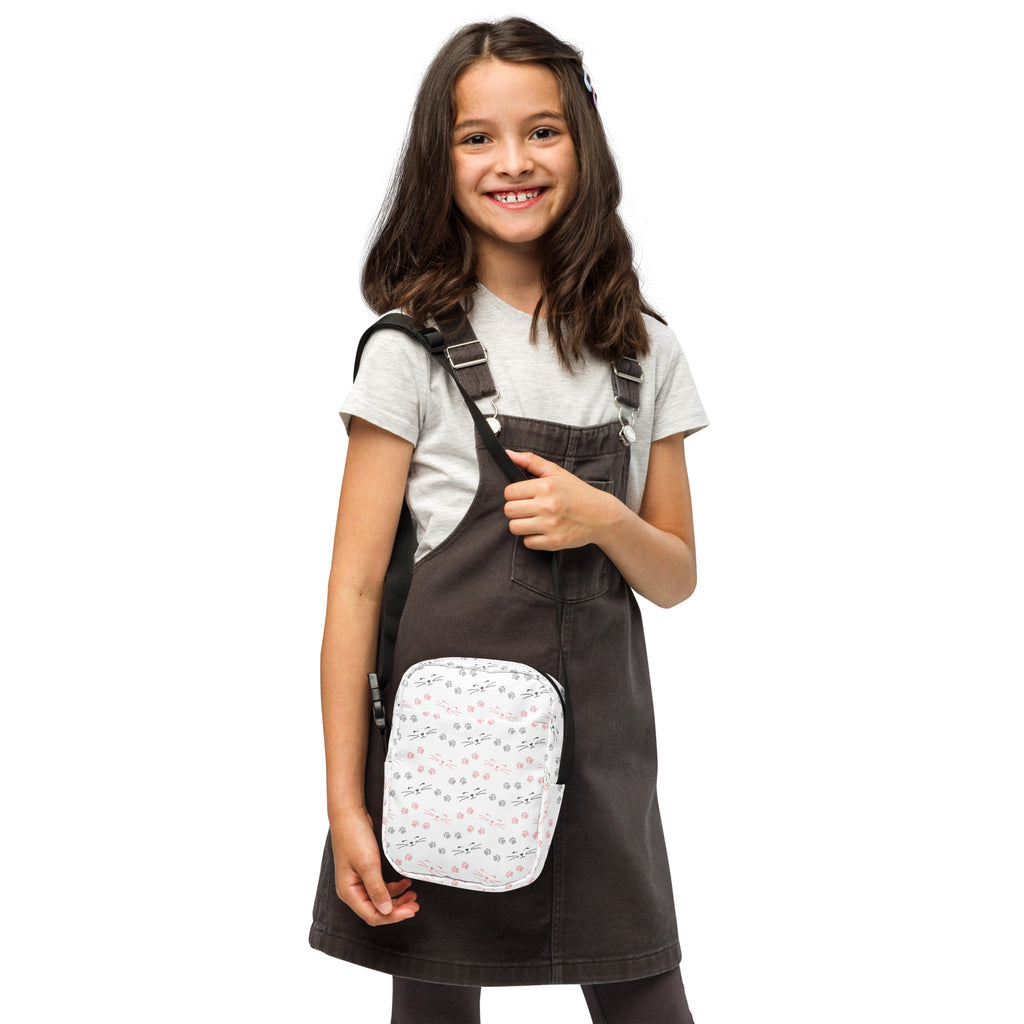 Girls Cats & Whiskers Crossbody Bag – Water Resistant Mini Purse With Adjustable Strap & Pockets