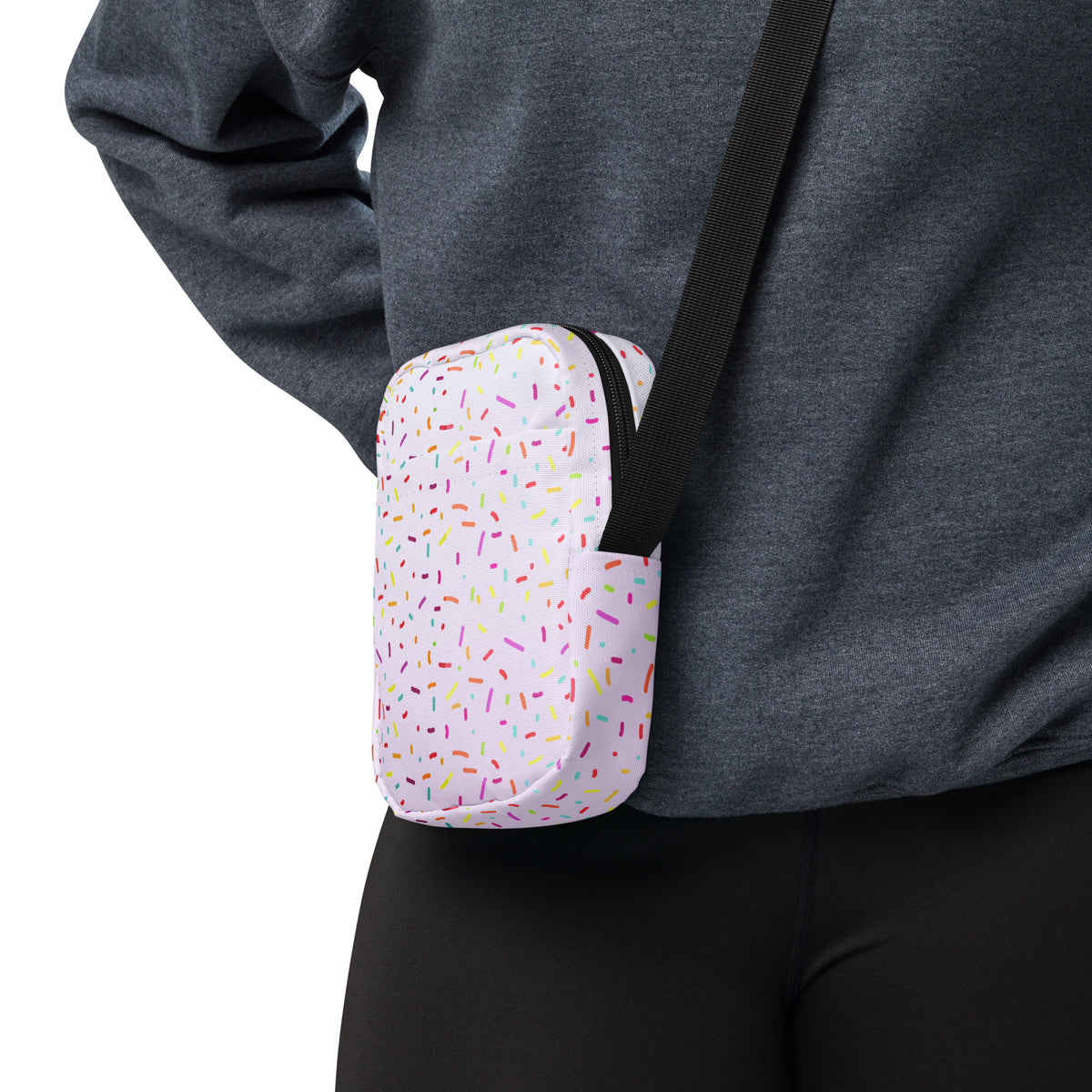 Colorful Ice Cream Sprinkles Crossbody Bag – Water Resistant Mini Purse With Adjustable Strap & Pockets