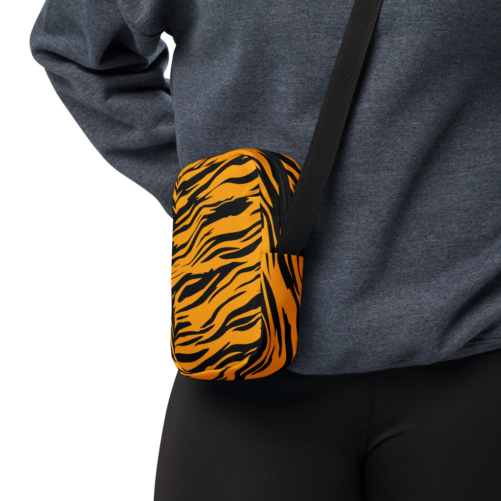 Tiger Print Crossbody Bag – Water Resistant Mini Purse With Adjustable Strap & Pockets