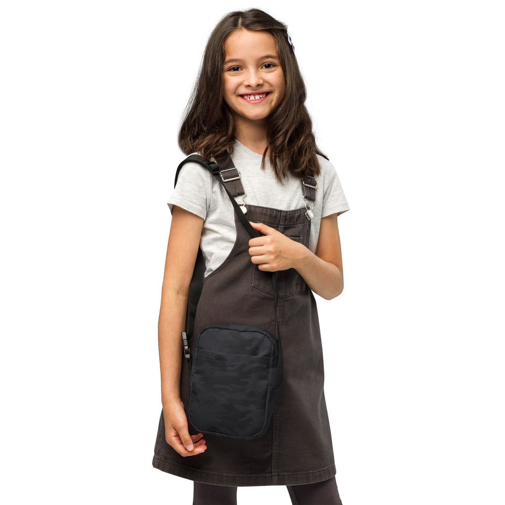 Girls Black Camouflage Crossbody Bag – Water Resistant Mini Purse With Adjustable Strap & Pockets