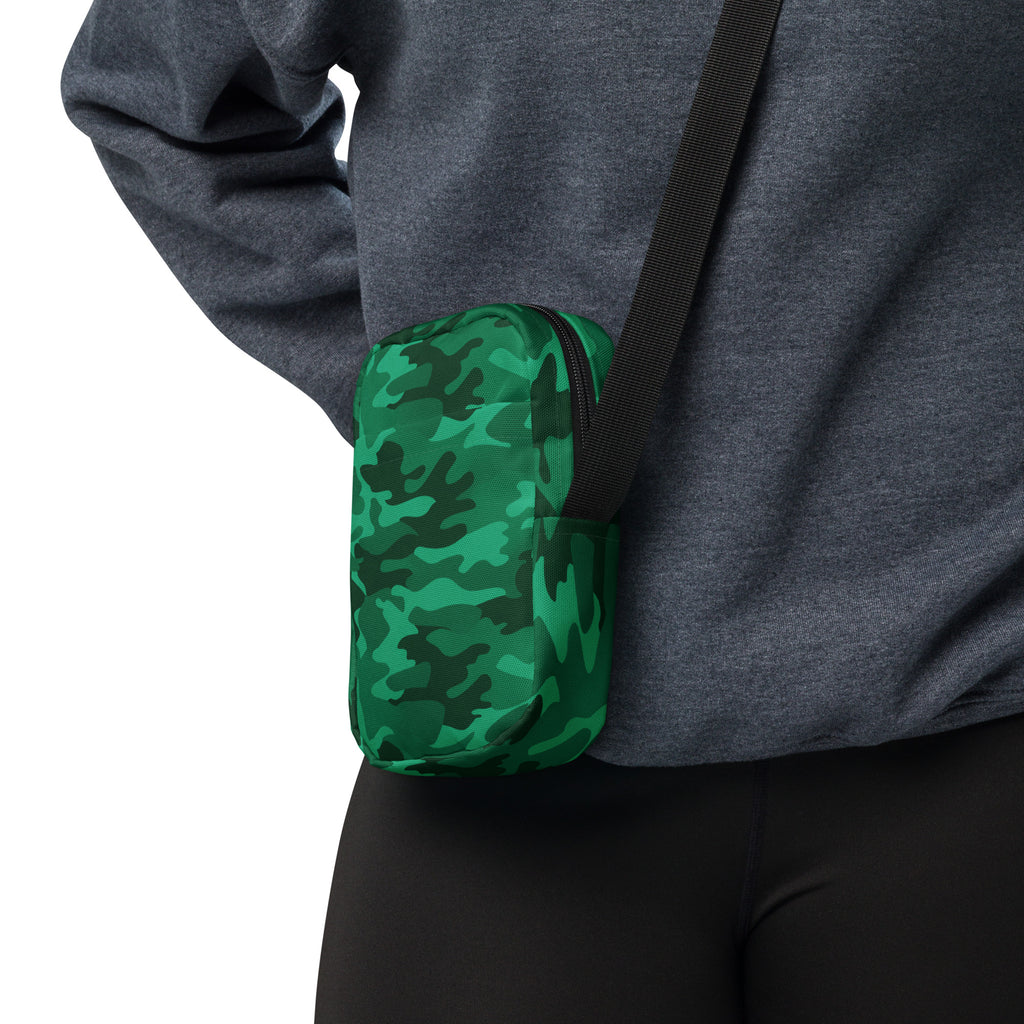 Green Camouflage Crossbody Bag – Water Resistant Mini Purse With Adjustable Strap & Pockets