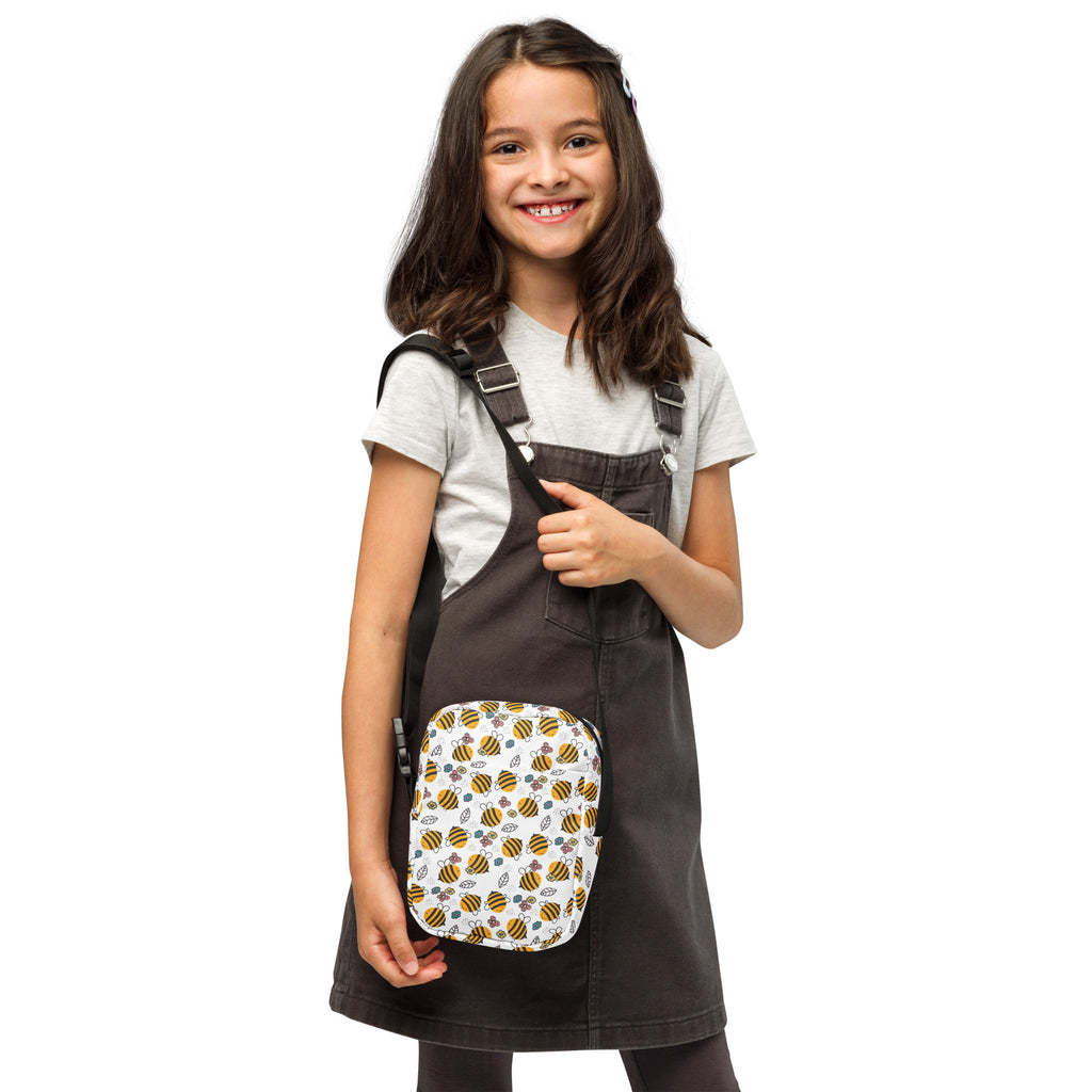 Girls Floral Yellow Bumblebee Crossbody Bag – Water Resistant Mini Purse With Adjustable Strap & Pockets