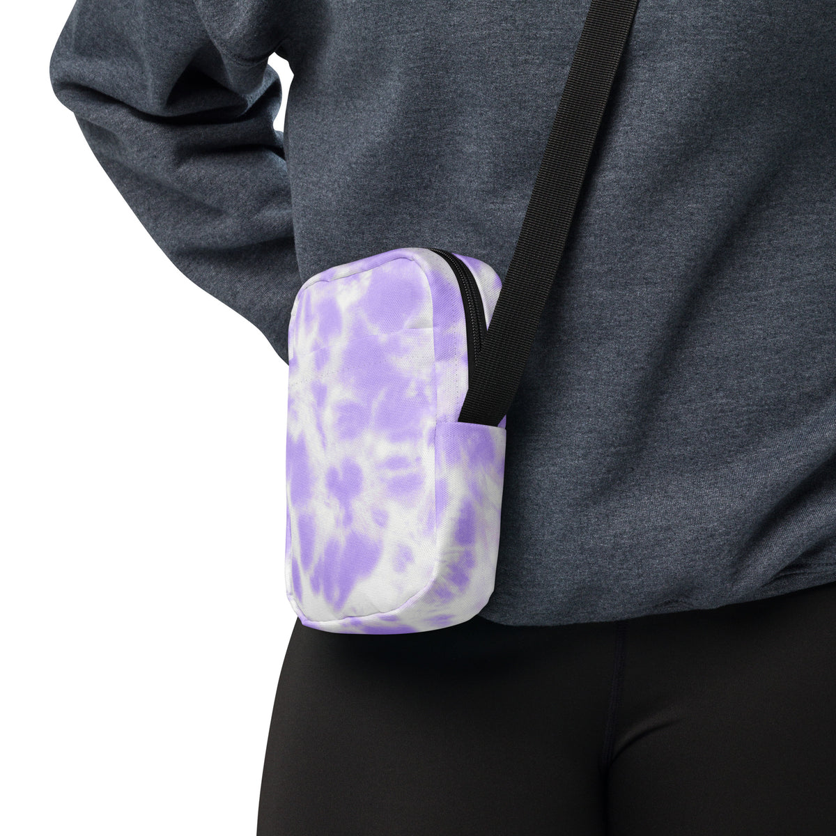Purple Tie Dye Crossbody Bag – Water Resistant Mini Purse With Adjustable Strap & Pockets
