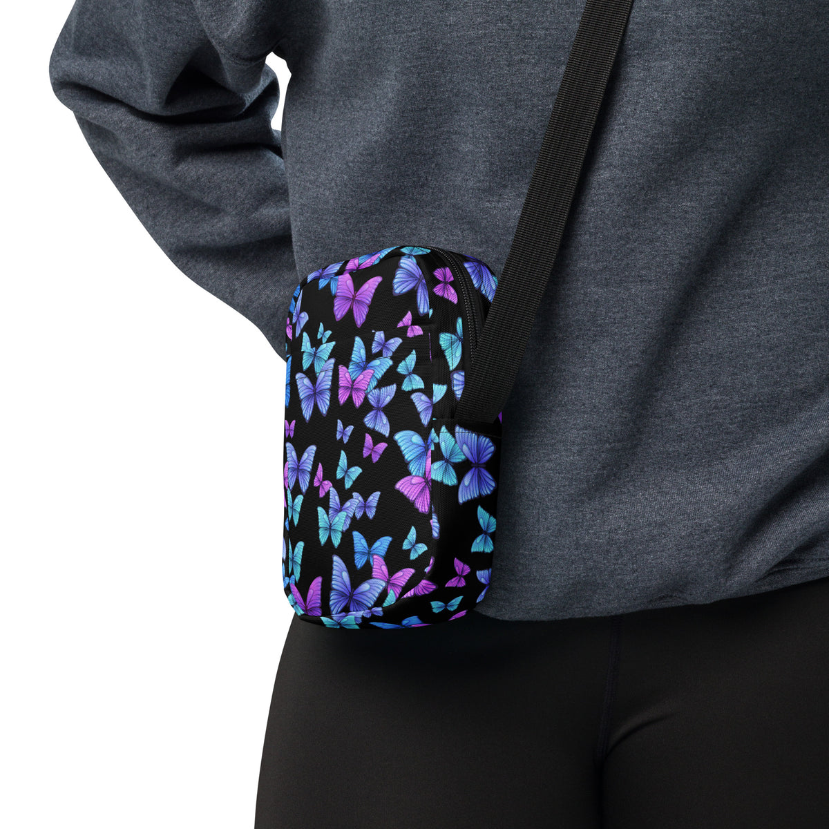 Vibrant Butterfly Crossbody Bag – Water Resistant Mini Purse With Adjustable Strap & Pockets