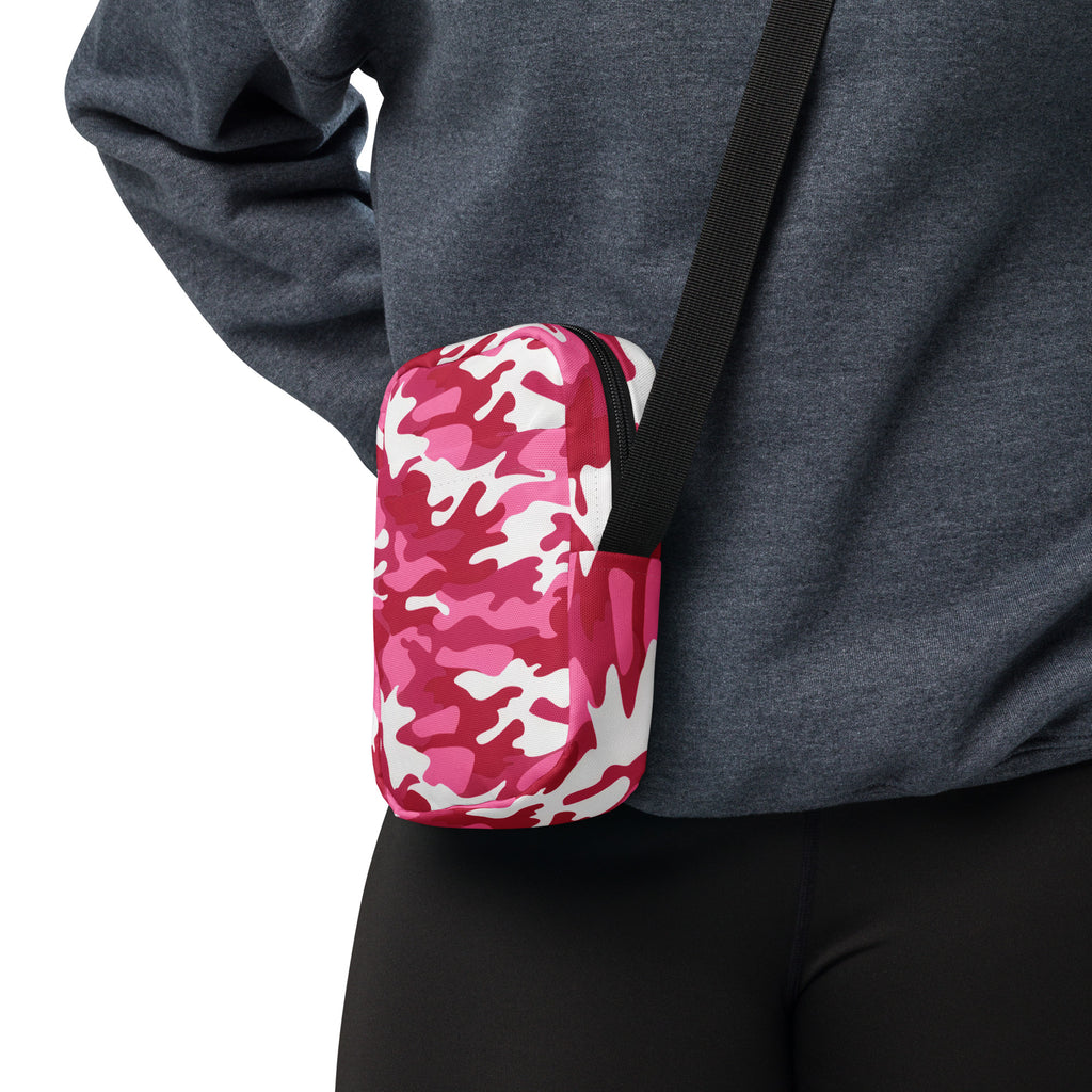 Bright Pink Camouflage Crossbody Bag – Water Resistant Mini Purse With Adjustable Strap & Pockets