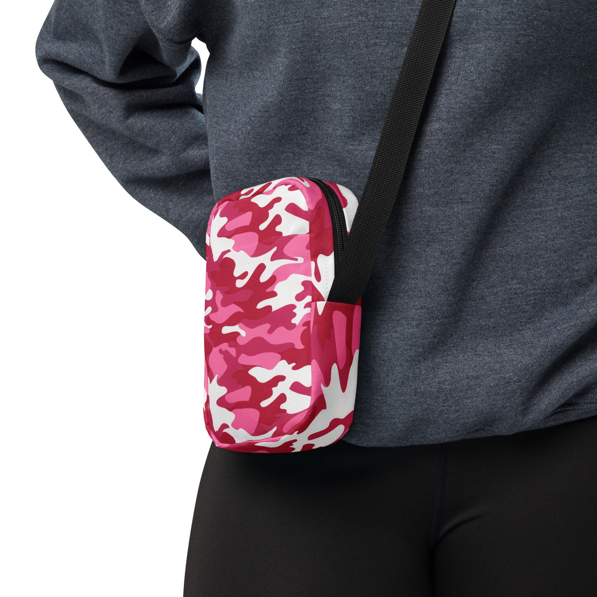 Bright Pink Camouflage Crossbody Bag – Water Resistant Mini Purse With Adjustable Strap & Pockets