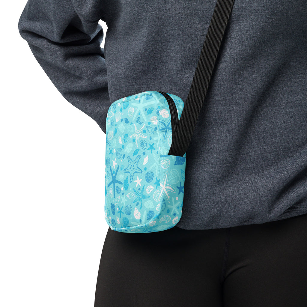 Starfish & Shells Crossbody Bag – Water Resistant Mini Purse With Adjustable Strap & Pockets