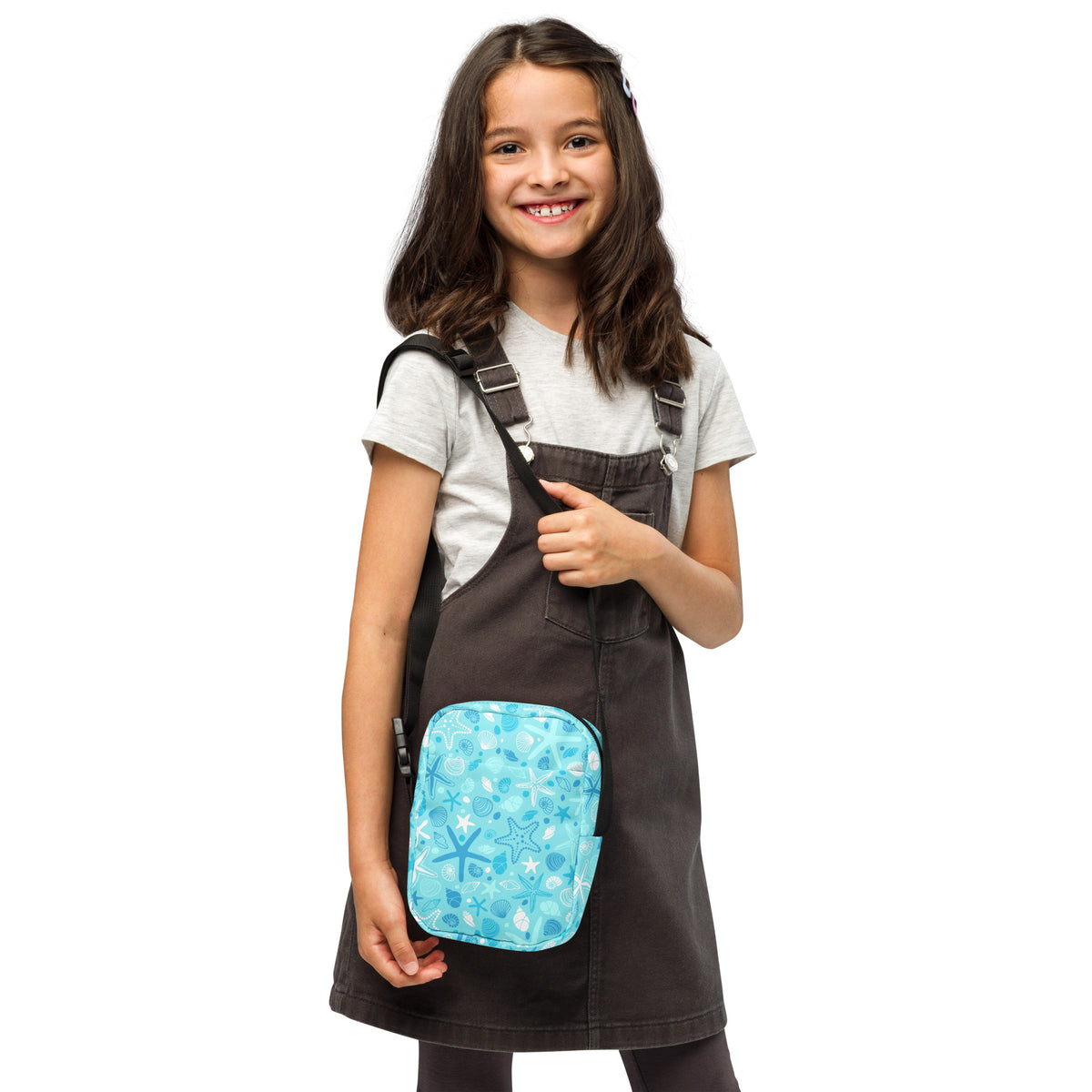 Girls Starfish & Shells Crossbody Bag – Water Resistant Mini Purse With Adjustable Strap & Pockets