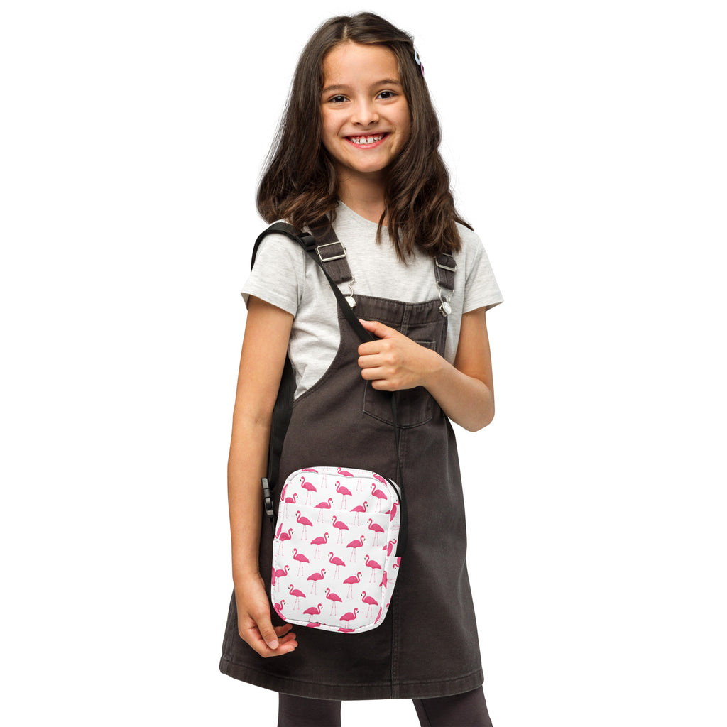 Girls Pink Flamingo Crossbody Bag – Water Resistant Mini Purse With Adjustable Strap & Pockets