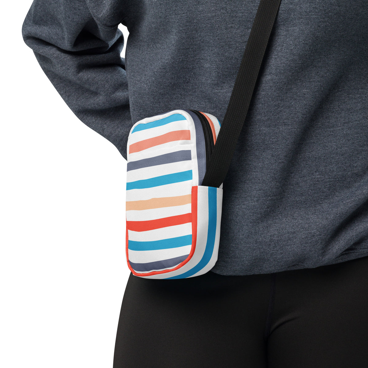 Colorful Striped Crossbody Bag – Water Resistant Mini Purse With Adjustable Strap & Pockets