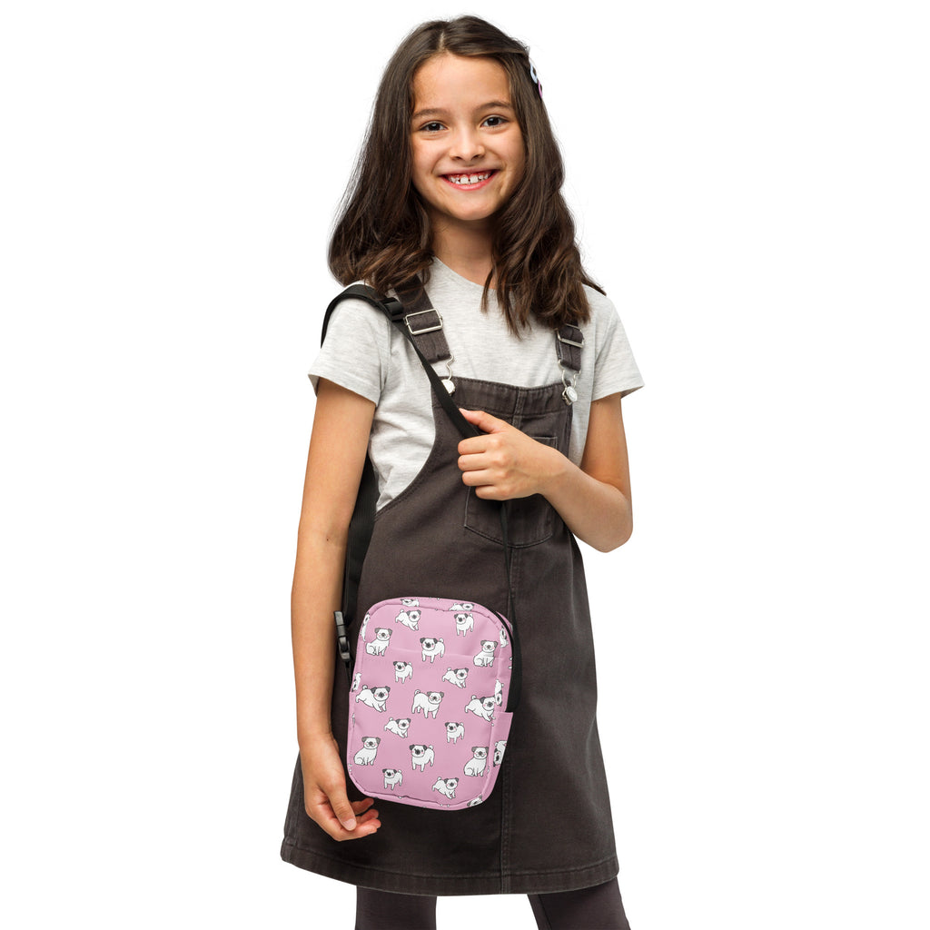 Girls Pink Pug Crossbody Bag – Water Resistant Mini Purse With Adjustable Strap & Pockets