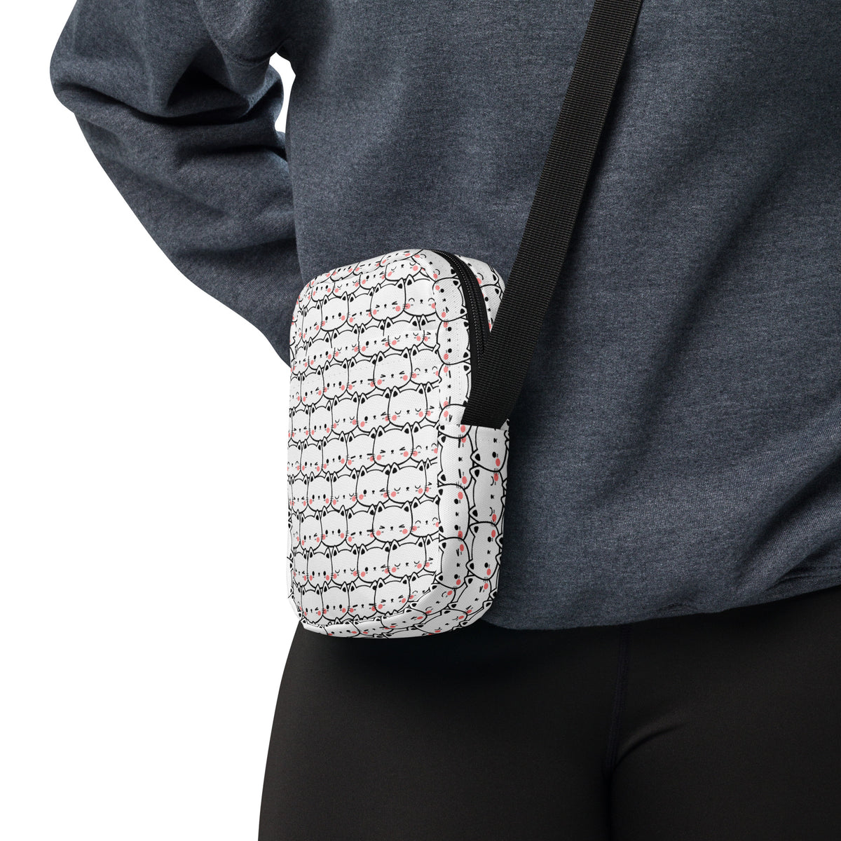 Cat Print Crossbody Bag – Water Resistant Mini Purse With Adjustable Strap & Pockets