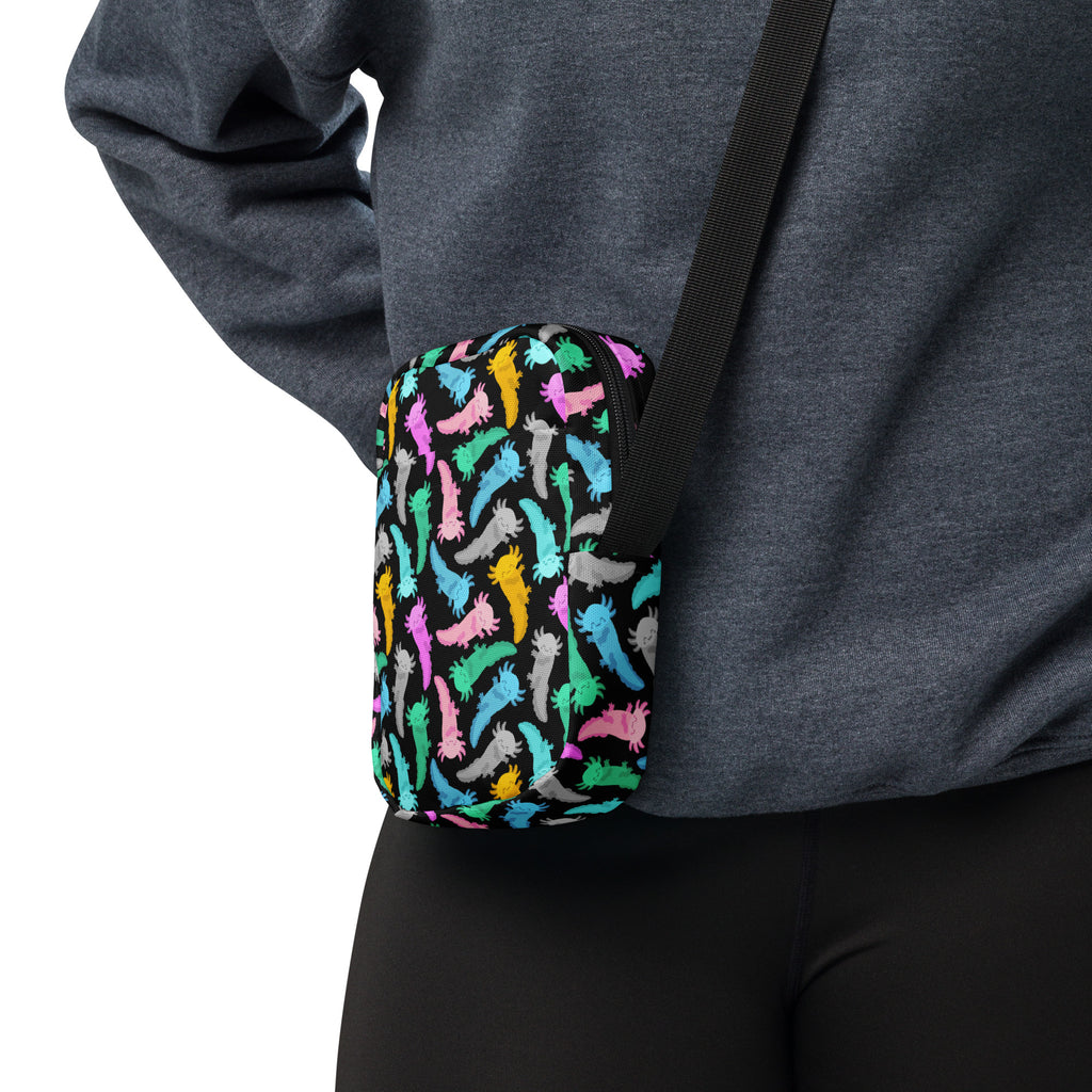 Colorful Axolotl Crossbody Bag – Water Resistant Mini Purse With Adjustable Strap & Pockets