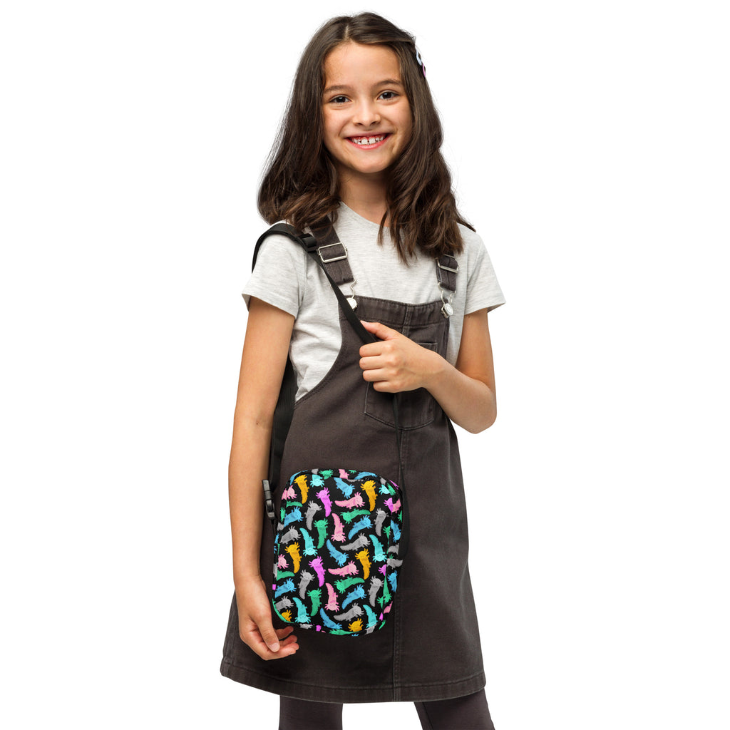 Girls Colorful Axolotl Crossbody Bag – Water Resistant Mini Purse With Adjustable Strap & Pockets