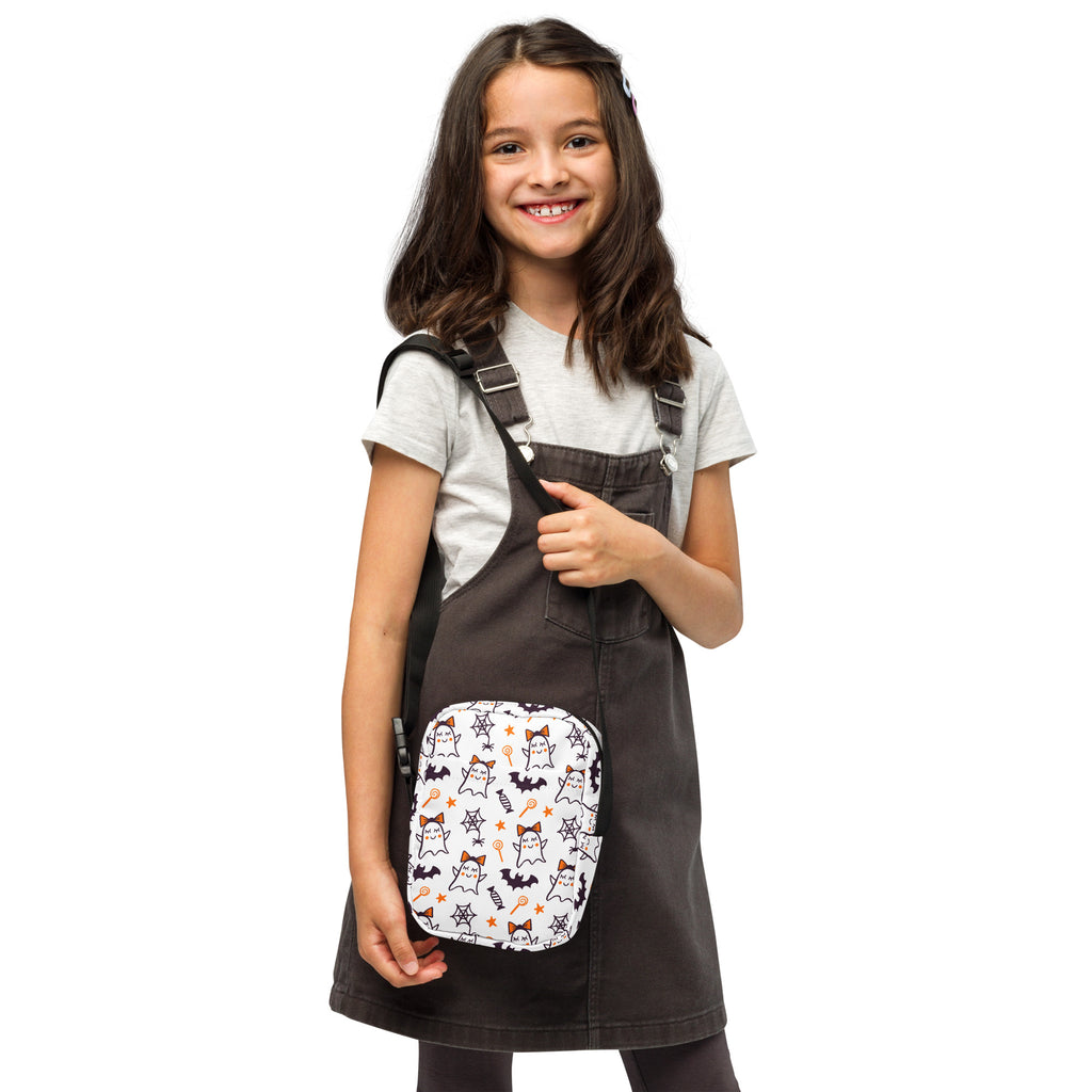 Girls Cute Ghost Halloween Crossbody Bag – Water Resistant Mini Purse With Adjustable Strap & Pockets