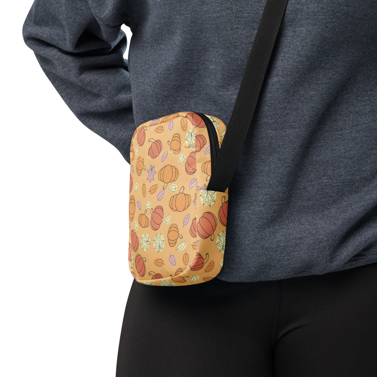 Pumpkin Fall Crossbody Bag – Water Resistant Mini Purse With Adjustable Strap & Pockets