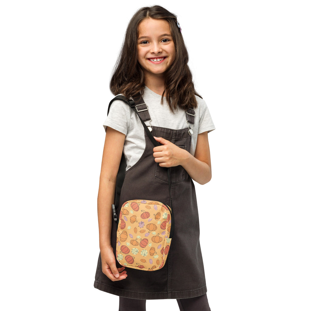 Girls Pumpkin Fall Crossbody Bag – Water Resistant Mini Purse With Adjustable Strap & Pockets