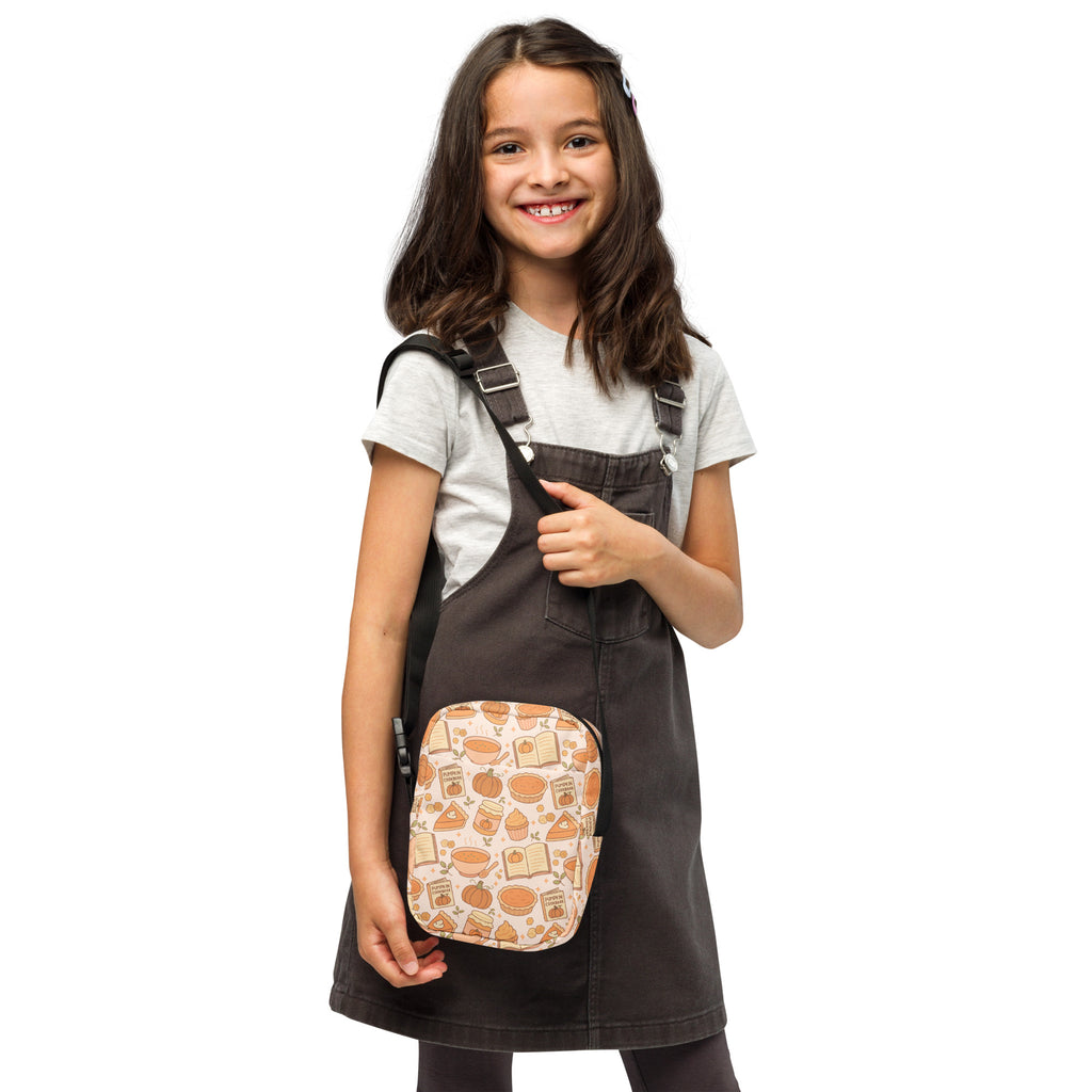 Girls Pumpkin Pie Themed Crossbody Bag – Water Resistant Mini Purse With Adjustable Strap & Pockets