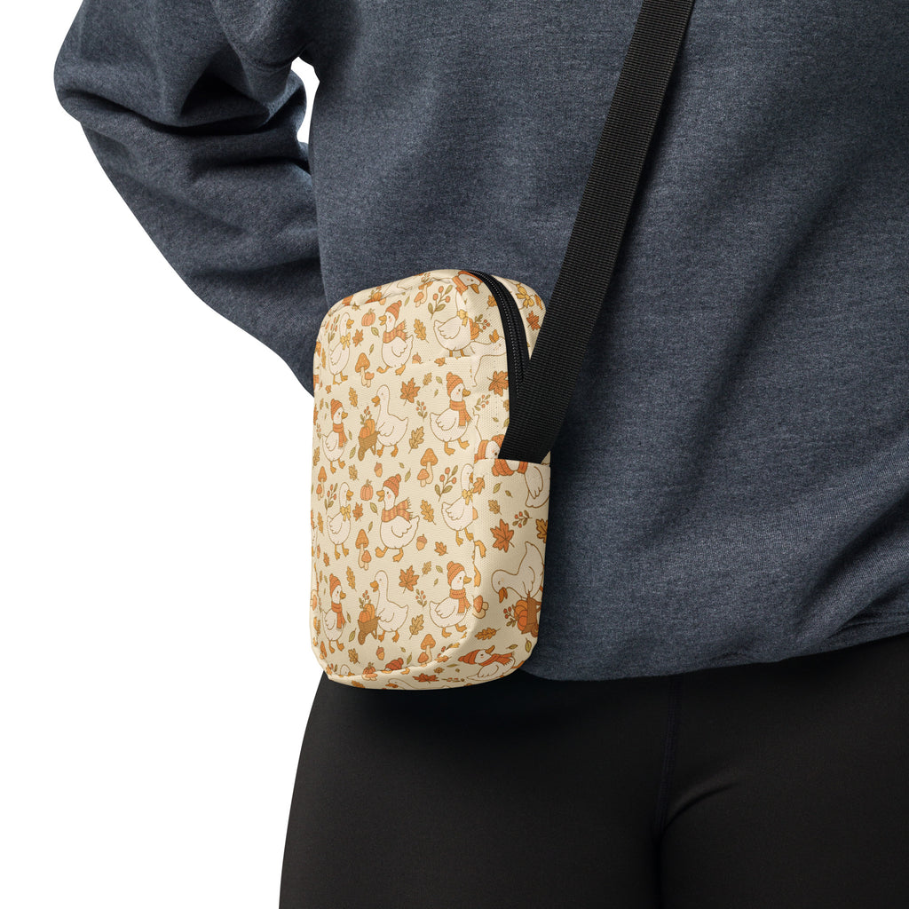 Fall Goose Crossbody Bag – Water Resistant Mini Purse With Adjustable Strap & Pockets