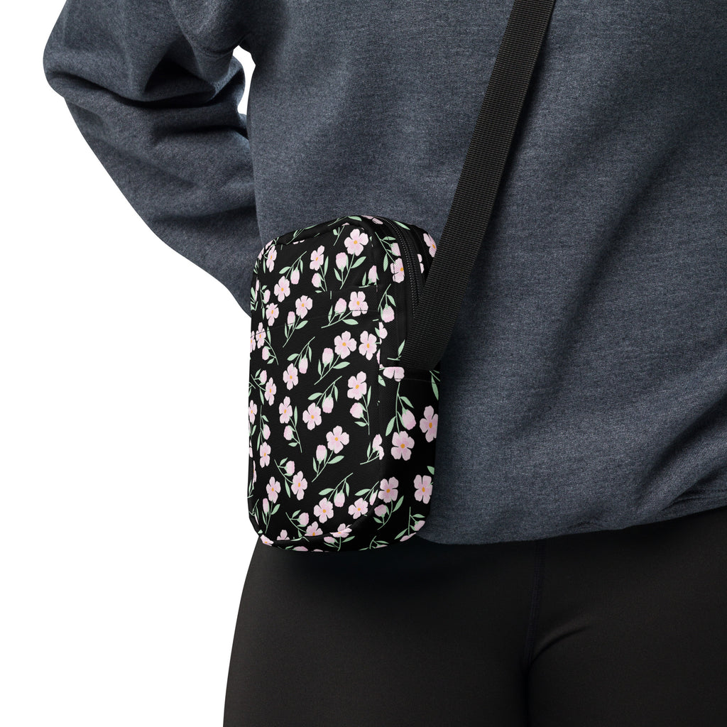 Pink Floral Crossbody Bag – Water Resistant Mini Purse With Adjustable Strap & Pockets