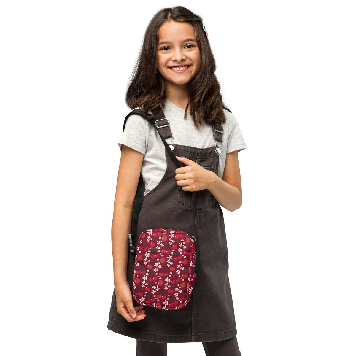 Girls Cherry Floral Crossbody Bag – Water Resistant Mini Purse With Adjustable Strap & Pockets