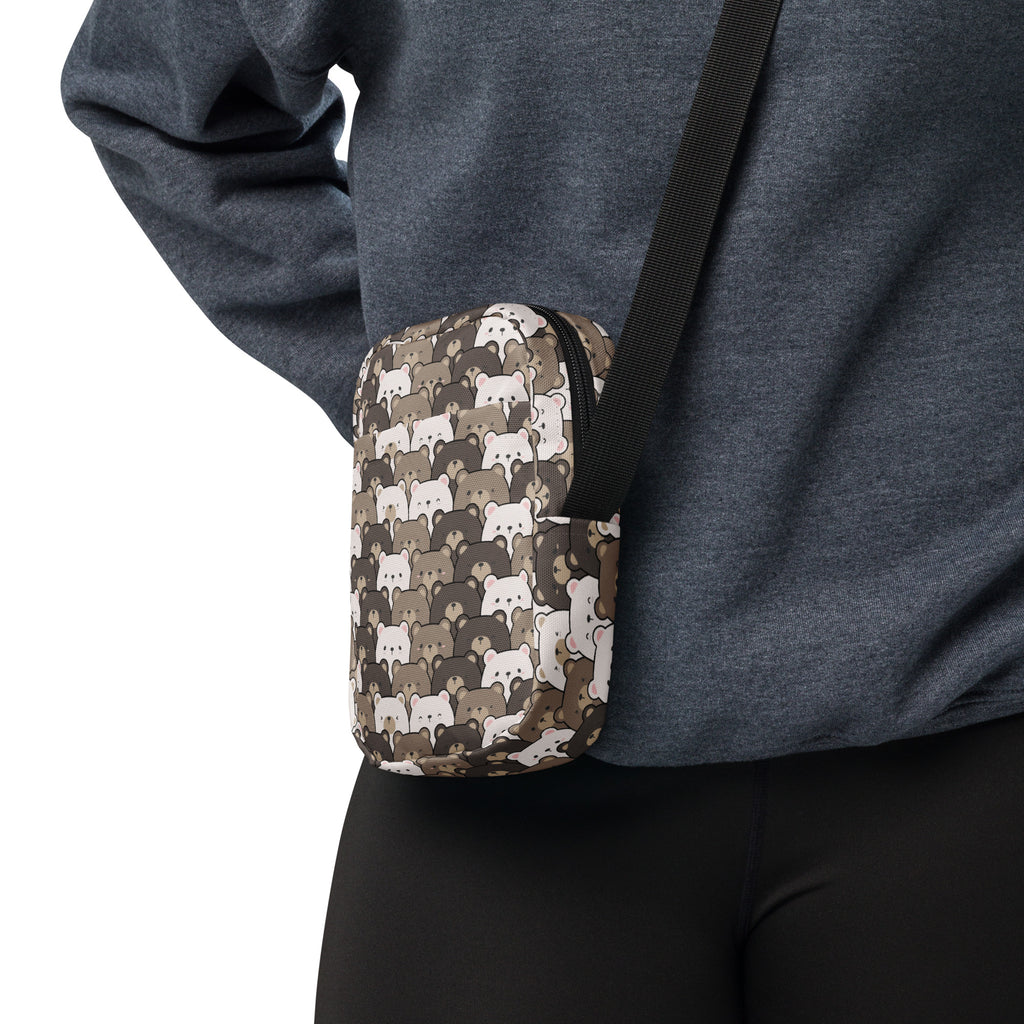 Bear Face Crossbody Bag – Water Resistant Mini Purse With Adjustable Strap & Pockets