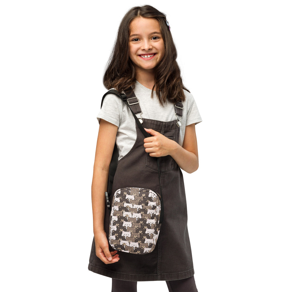 Girls Bear Face Crossbody Bag – Water Resistant Mini Purse With Adjustable Strap & Pockets