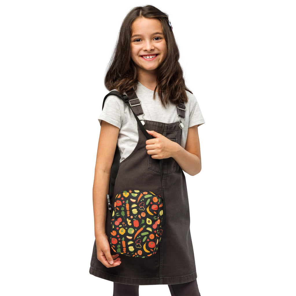 Girls Fruit & Vegetable Crossbody Bag – Water Resistant Mini Purse With Adjustable Strap & Pockets