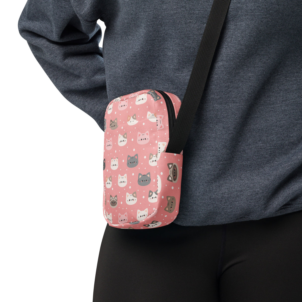 Pink Cat Crossbody Bag – Water Resistant Mini Purse With Adjustable Strap & Pockets