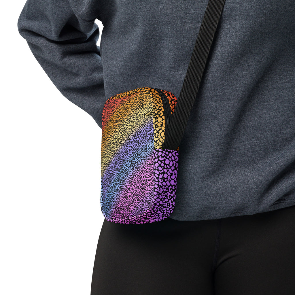 Rainbow Leopard Print Crossbody Bag – Water Resistant Mini Purse With Adjustable Strap & Pockets