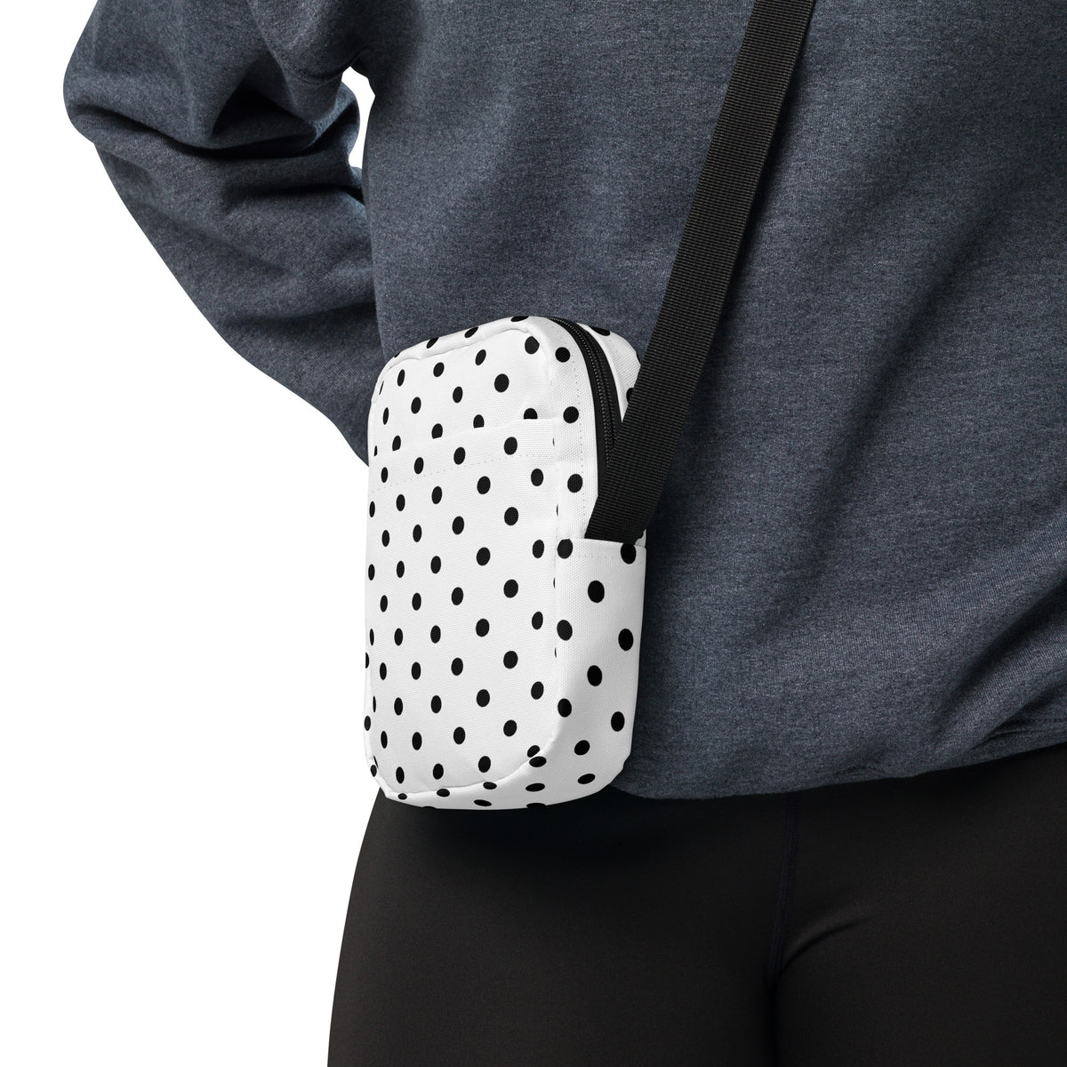 White Polka Dot Crossbody Bag – Water Resistant Mini Purse With Adjustable Strap & Pockets