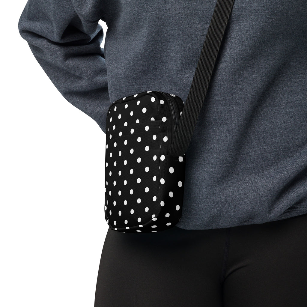 Black Polka Dot Crossbody Bag – Water Resistant Mini Purse With Adjustable Strap & Pockets