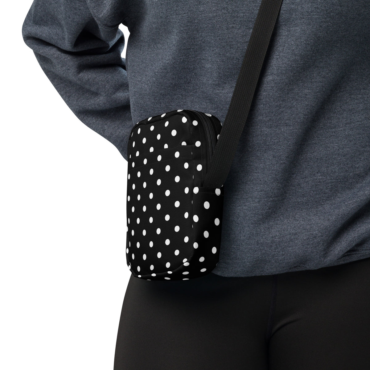 Black Polka Dot Crossbody Bag – Water Resistant Mini Purse With Adjustable Strap & Pockets