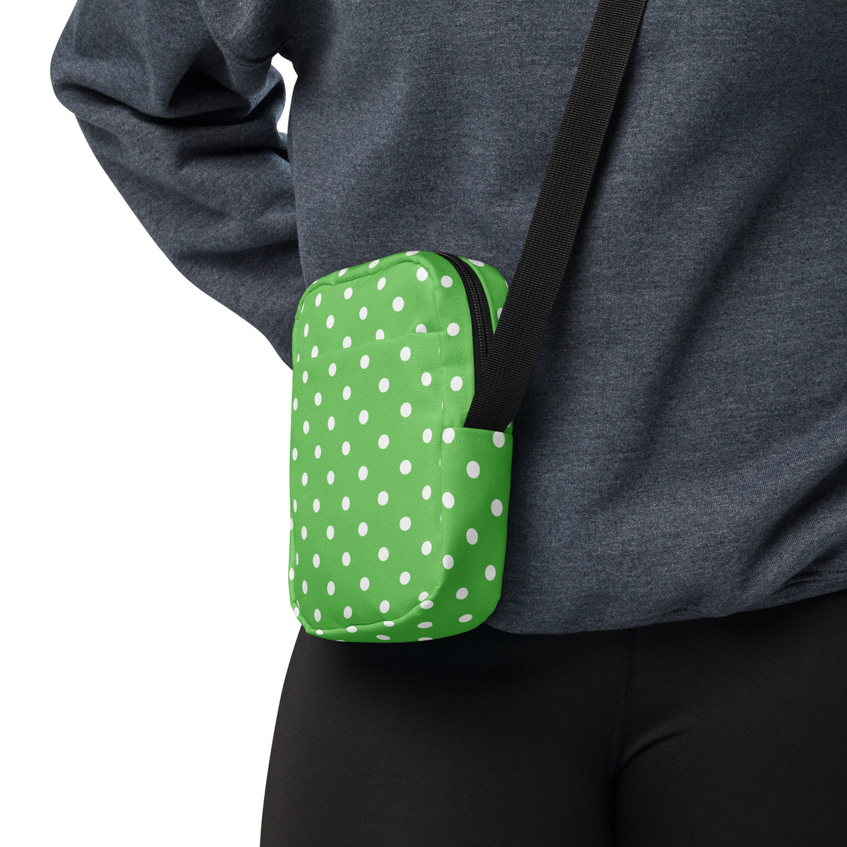 Green Polka Dot Crossbody Bag – Water Resistant Mini Purse With Adjustable Strap & Pockets