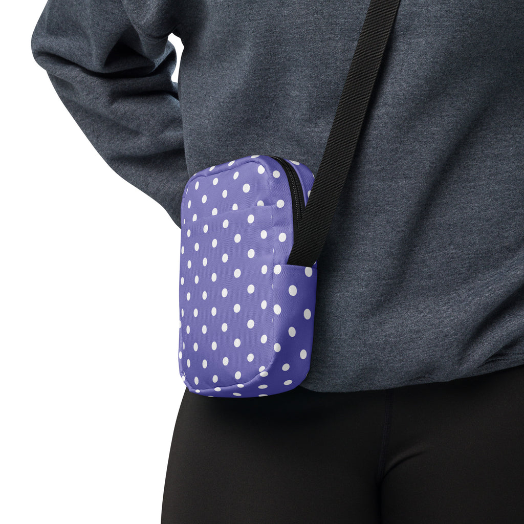 Purple Polka Dot Crossbody Bag – Water Resistant Mini Purse With Adjustable Strap & Pockets