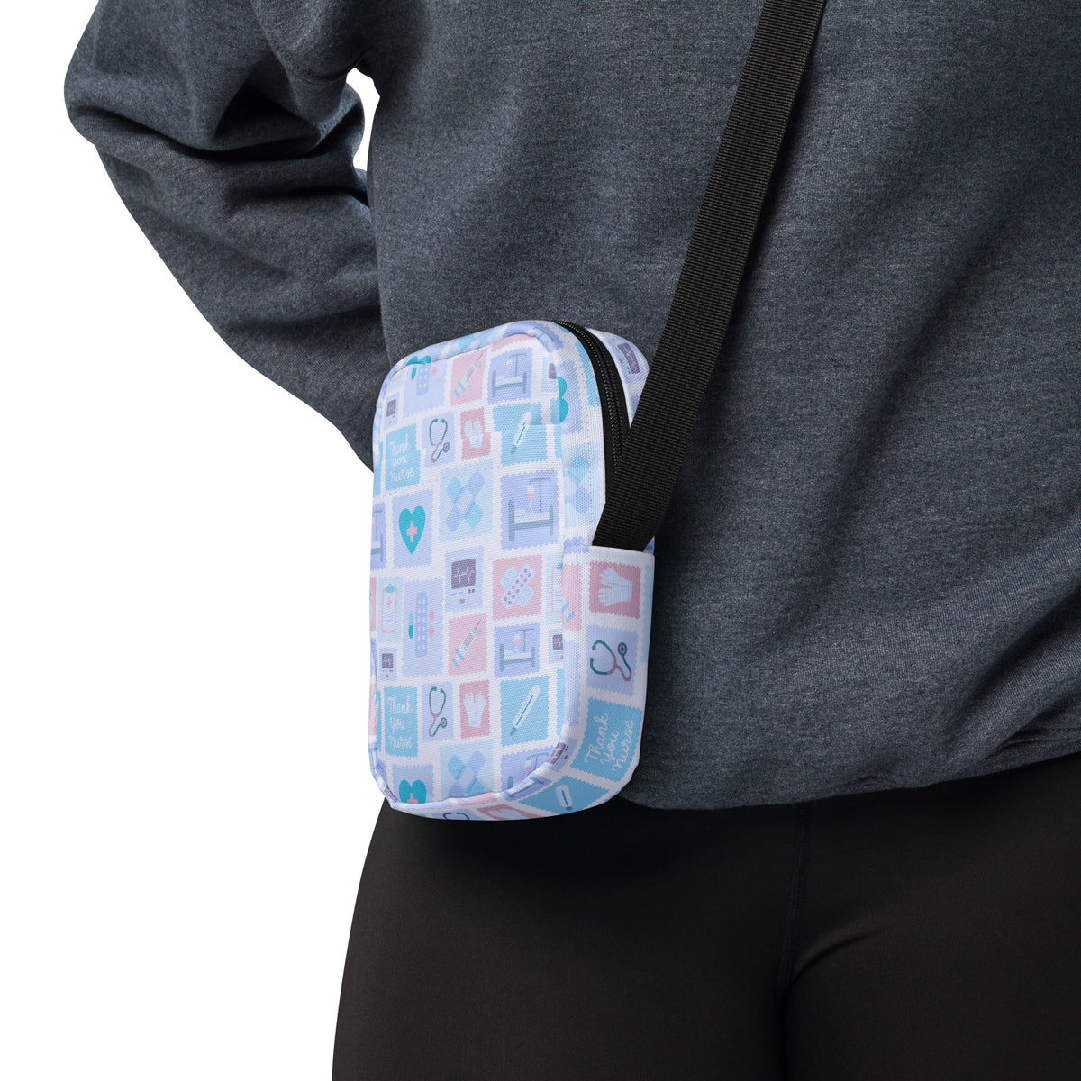 Blue Nurse Icon Crossbody Bag – Water Resistant Mini Purse With Adjustable Strap & Pockets