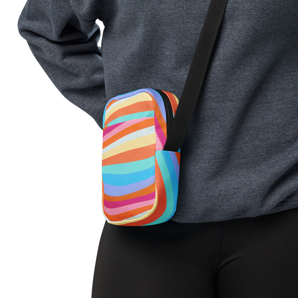 Colorful Sand Striped Crossbody Bag – Water Resistant Mini Purse With Adjustable Strap & Pockets