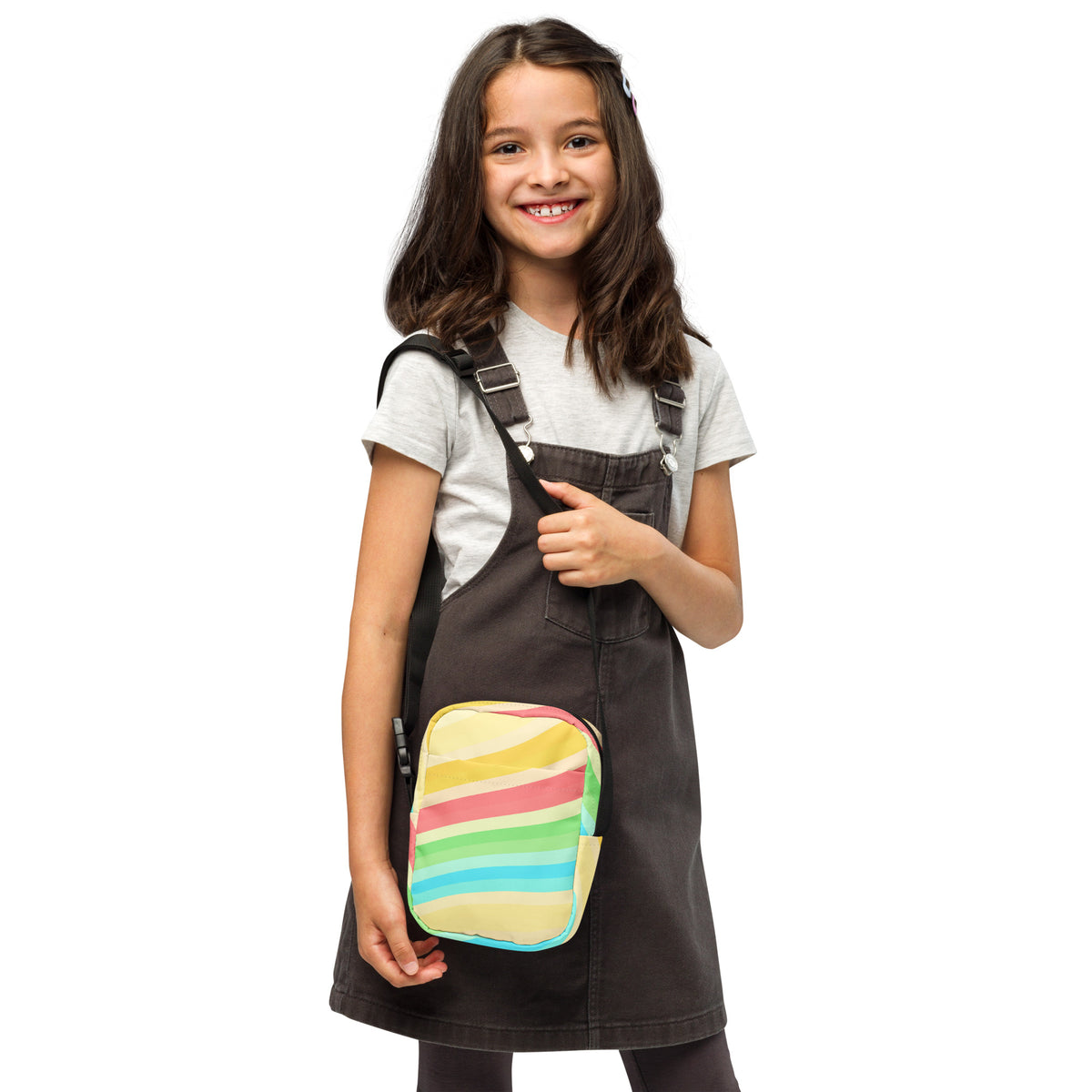 Girls Summer Beach Stripe Crossbody Bag – Water Resistant Mini Purse With Adjustable Strap & Pockets