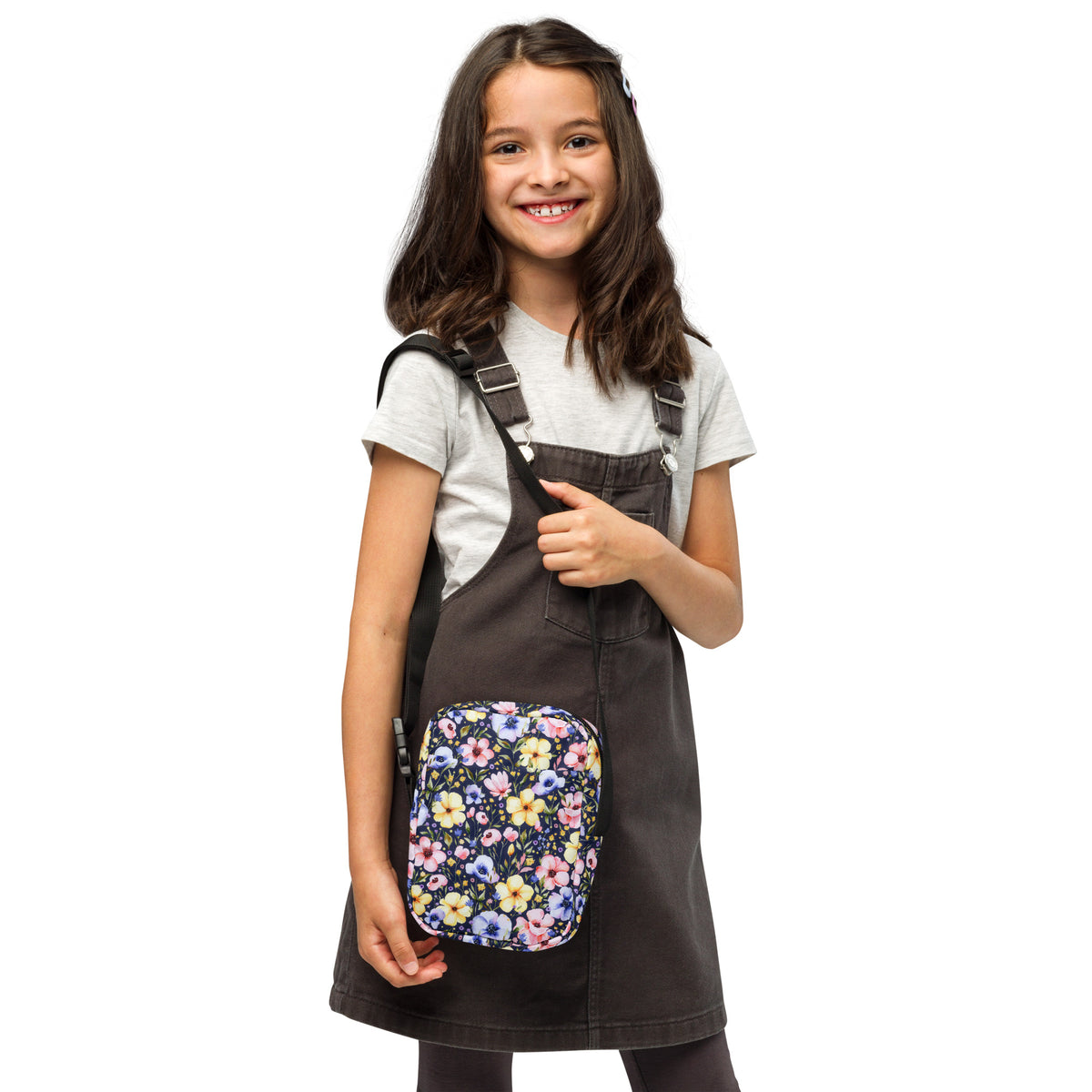 Girls Colorful Watercolor Wildflower Crossbody Bag – Water Resistant Mini Purse With Adjustable Strap & Pockets